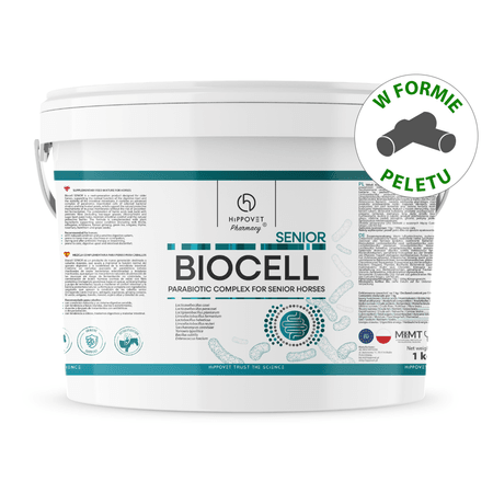 HippoVet Pharmacy Biocell Senior Pellet – kompleks parabiotyczno-prebiotyczny wspierający mikrobiotę koni starszych – 3kg – DARMOWA WYSYŁKA