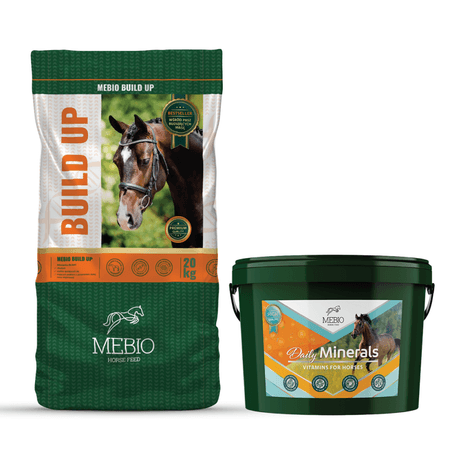 Zestaw: Mebio Build Up 20 kg (Pasza dla koni chudych, starszych lub spalających się) + witaminy Daily Minerals 8 kg