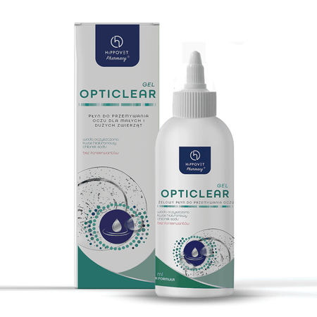 Hippovet Pharmacy – OptiClear Gel – żel do przemywania oczu dla małych i dużych zwierząt 200 ml